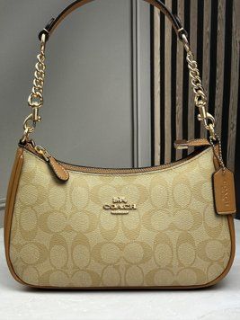 Жіноча сумка Coach Teri Shoulder Bag Signature Canvas Коричнева Кросбоді Багет