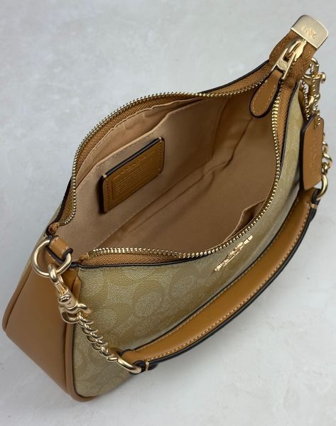 Жіноча сумка Coach Teri Shoulder Bag Signature Canvas Коричнева Кросбоді Багет