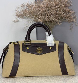Жіноча сумка LOUIS VUITTON Nano LV Biker текстиль та шкіра бежева Force77 фото