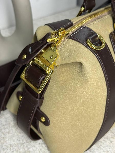 Жіноча сумка LOUIS VUITTON Nano LV Biker текстиль та шкіра бежева Force77 фото