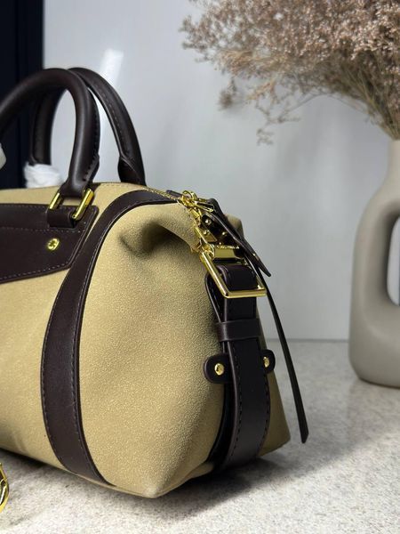 Жіноча сумка LOUIS VUITTON Nano LV Biker текстиль та шкіра бежева Force77 фото