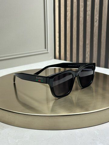 Очки солнцезащитные Gucci GG1857 черные прямоугольные, ацетат, темно-серая линза, логотип GUCCI, унисекс