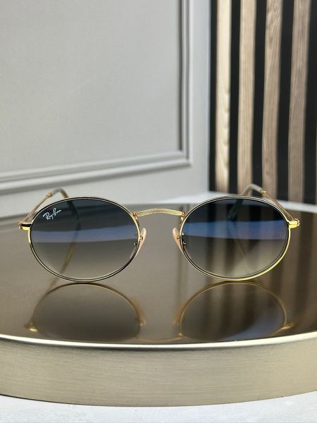 Сонцезахисні окуляри Ray-Ban RB3547 N золото блакитна лінза овальні унісекс