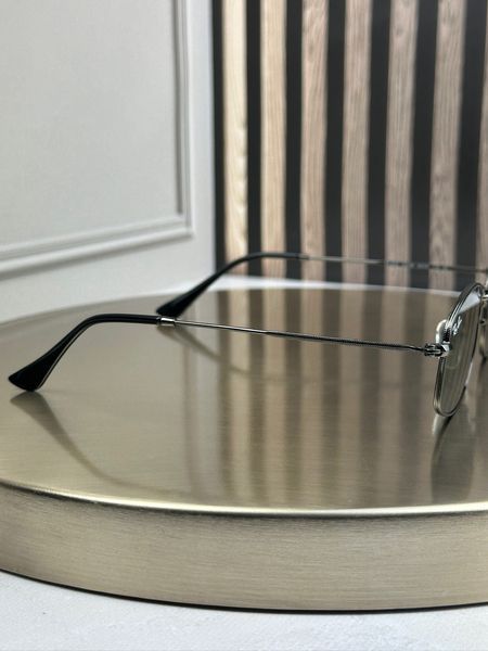 Солнцезащитные очки Ray-Ban RB3832 графит, зеленая линза G15, овальные, прямоугольные, металлические, унисекс