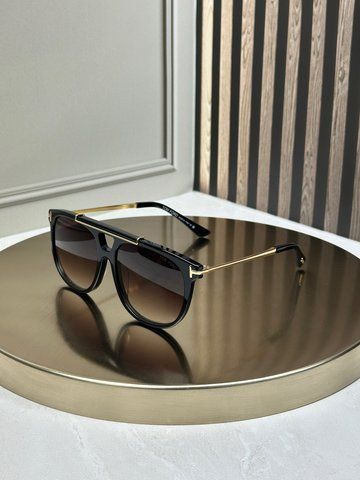 Солнцезащитные очки Tom Ford FT1306 Sam черные авиатор, золотой мост, коричневая градиент-линза, унисекс