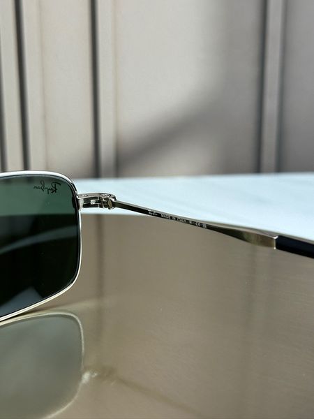 Сонцезахисні окуляри Ray-Ban RB3746 срібло, зелена лінза G15, прямокутні, унісекс