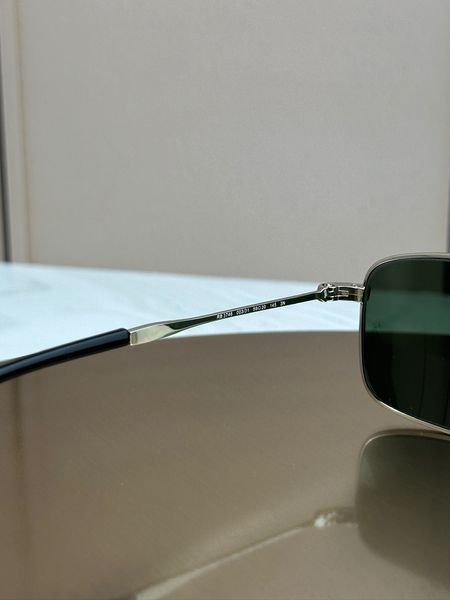 Солнцезащитные очки Ray-Ban RB3746 серебро, зеленая линза G15, прямоугольные, унисекс