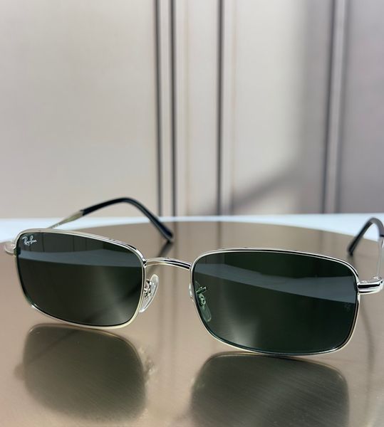 Сонцезахисні окуляри Ray-Ban RB3746 срібло, зелена лінза G15, прямокутні, унісекс