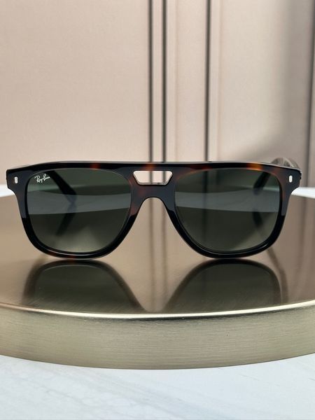 Солнцезащитные очки Ray-Ban RB2213 гавана, зеленая линза G15, двойной мостик, унисекс