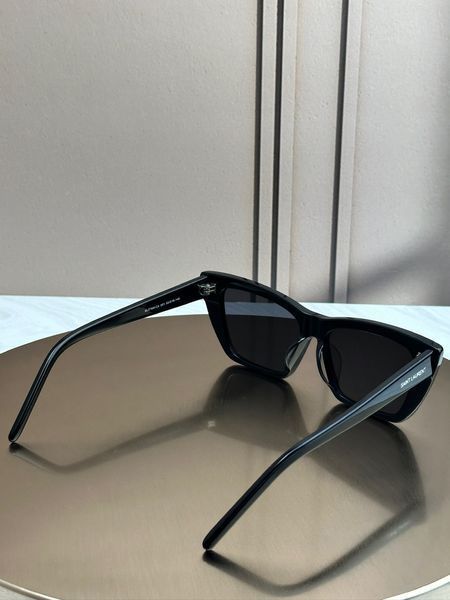 Солнцезащитные очки Saint Laurent SL 276 Mica черные кошачий глаз ацетатные, черная линза, женские