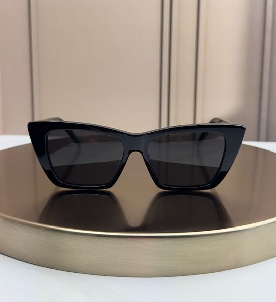 Солнцезащитные очки Saint Laurent SL 276 Mica черные кошачий глаз ацетатные, черная линза, женские