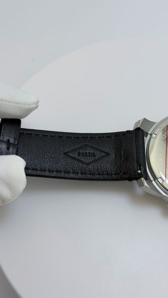 Чоловічий годинник Fossil Grant FS4812 з хронографом (Сріблястий / Чорний шкіряний ремінець)