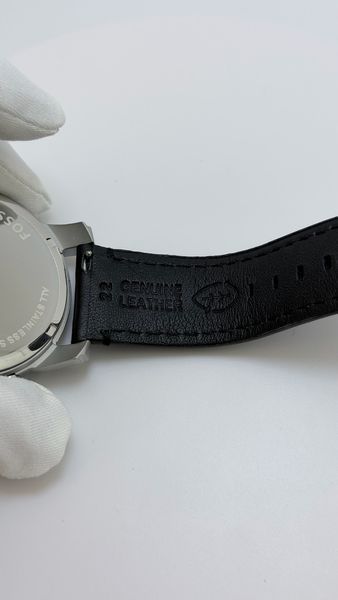 Чоловічий годинник Fossil Grant FS4812 з хронографом (Сріблястий / Чорний шкіряний ремінець)