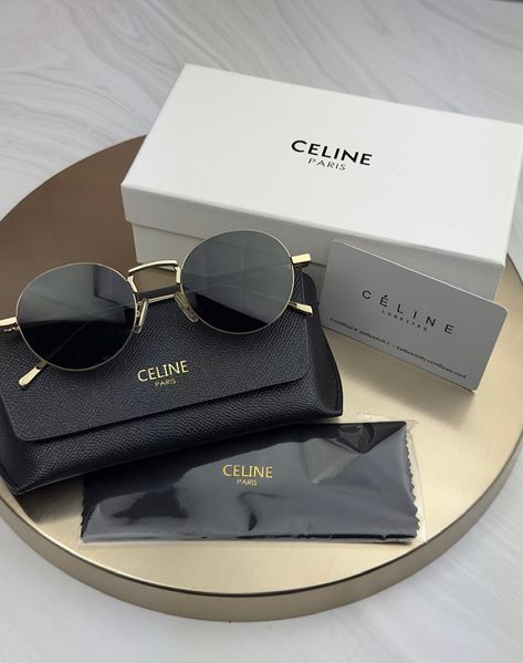 Сонцезахисні окуляри Celine CL40346U золоті круглі металеві темна лінза унісекс