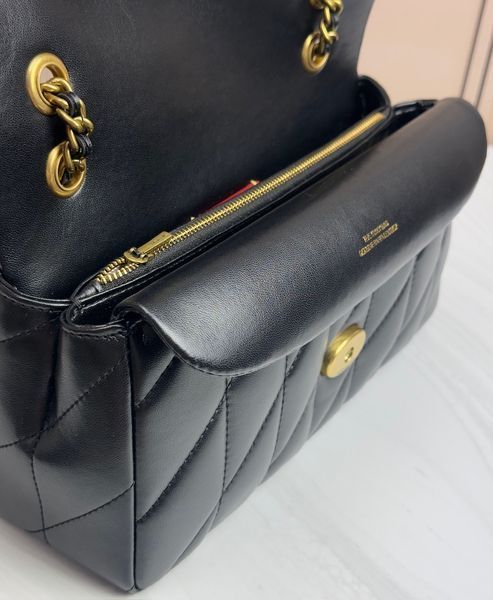 Жіноча сумка Coach Tabby 26 чорна стьобана на ланцюжку
