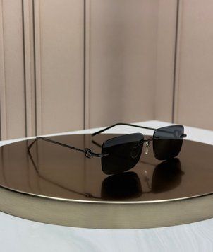 Сонцезахисні окуляри Gucci GG1703S срібні безободкові прямокутні, темно-сіра лінза, логотип GG, унісекс, оригінал GUC46766 фото