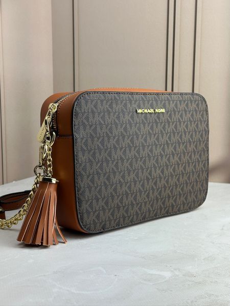 Жіноча сумка Michael Kors Jet Set Large Printed Logo Crossbody Bag Brown