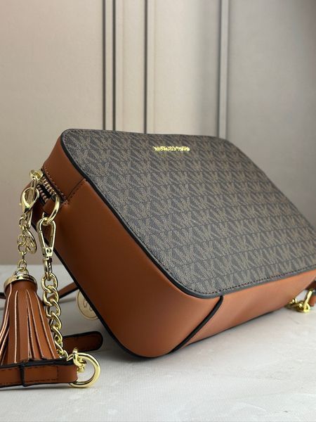 Жіноча сумка Michael Kors Jet Set Large Printed Logo Crossbody Bag Brown