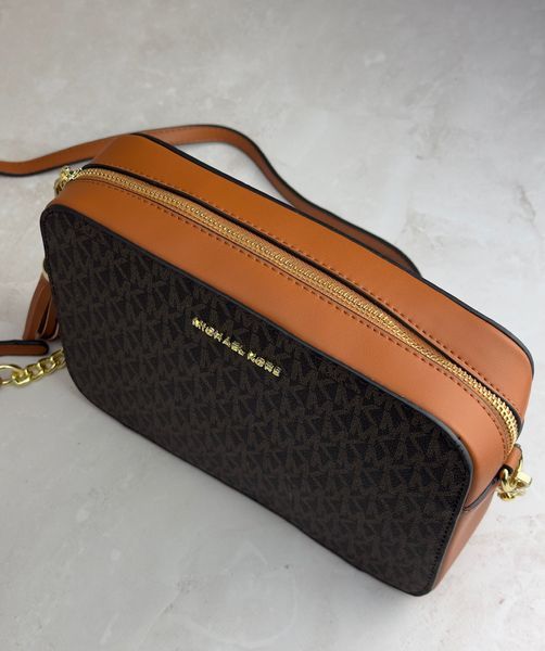 Жіноча сумка Michael Kors Jet Set Large Printed Logo Crossbody Bag Brown