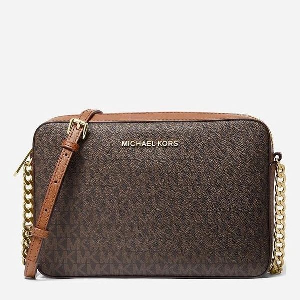 Жіноча сумка через плече Michael Kors Jet Set Crossbody Коричнева з монограмою