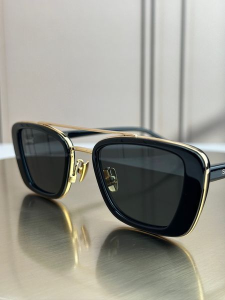 Сонцезахисні окуляри Saint Laurent SL 825 чорно-золоті прямокутні подвійний міст темна лінза оригінал