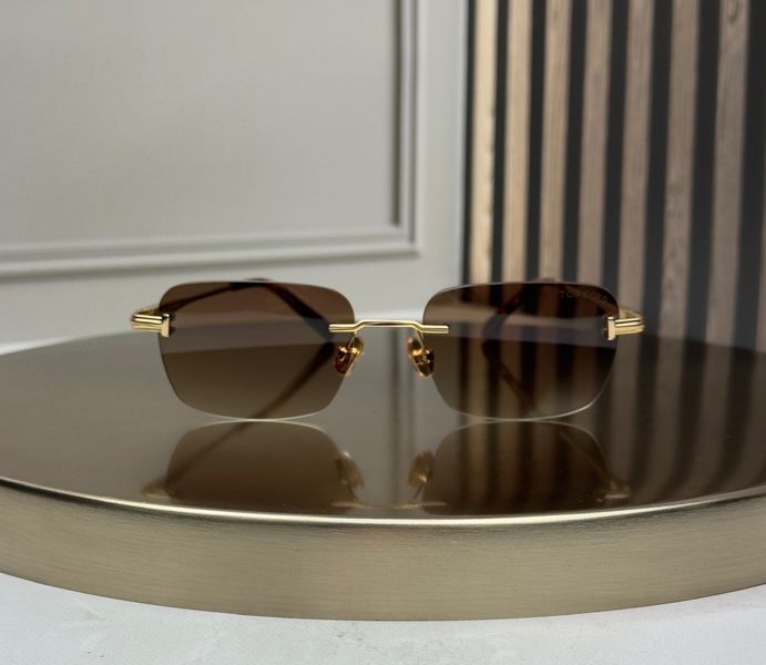 Солнцезащитные очки Tom Ford FT1354 золотые безободковые прямоугольные, коричневая градиент-линза, унисекс