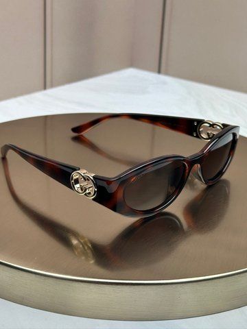Солнцезащитные очки Gucci GG1662SA галана овальные черепаховые, логотип GG, коричневая линза, женские