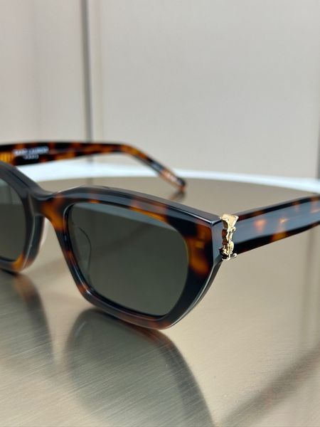 Солнцезащитные очки Saint Laurent SL M127 черепаховые прямоугольные ацетатные с логотипом YSL, темная линза, женские