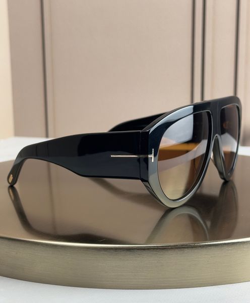 Сонцезахисні окуляри Tom Ford FT1044 чорні оверсайз авіатор бурштинова лінза унісекс