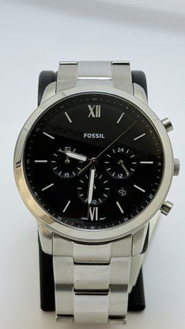 Годинник чоловічий Fossil Neutra FS5384 сріблястий , стальний ремінець , чорний циферблат