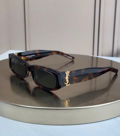 Солнцезащитные очки Saint Laurent SL M152 черепаховые овальные ацетатные с логотипом YSL, темная линза, женские