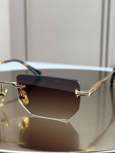 Tom Ford FT1355 Ethan золотые безободковые геометрические, коричневая линза, унисекс, оригинал