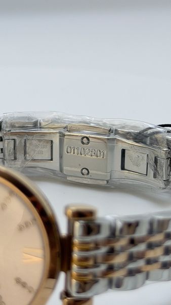 Жіночий годинник Emporio Armani Gianni T-Bar AR11223 з кристалами (Рожеве золото / Рожевий циферблат)