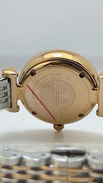 Жіночий годинник Emporio Armani Gianni T-Bar AR11223 з кристалами (Рожеве золото / Рожевий циферблат)