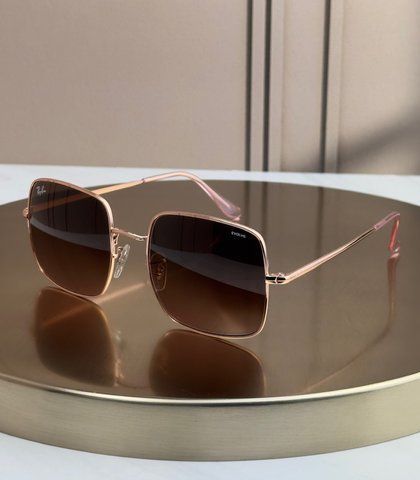 Солнцезащитные очки Ray-Ban Square RB1971 розовое золото, фотохромная линза Evolve, квадратные, унисекс