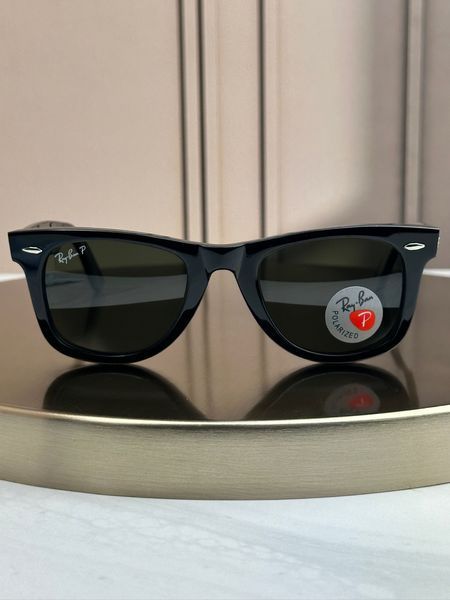 Сонцезахисні окуляри Ray-Ban Original Wayfarer RB2140 чорні, зелена лінза G15, поляризовані, унісекс, класика, оригінал RBN56998 фото
