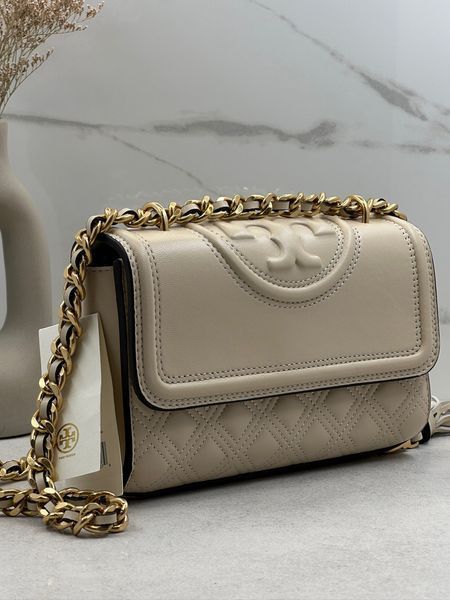 Жіноча сумка TORY BURCH Fleming через плече кремова Force44 фото