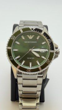 Мужские часы Emporio Armani Diver AR11338 (Серебристый / Зеленый циферблат)