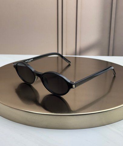 Солнцезащитные очки Saint Laurent SL 751 Jeanne черные овальные круглые ацетатные, темная линза, женские