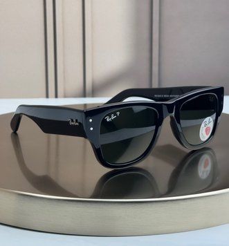 Сонцезахисні окуляри Ray-Ban Mega Wayfarer RB0840S чорні, зелена лінза G15, поляризовані, унісекс, оригінал RBN63195 фото