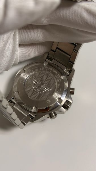 Чоловічий годинник Emporio Armani Diver AR11360 з хронографом (Сріблястий / Чорний циферблат)