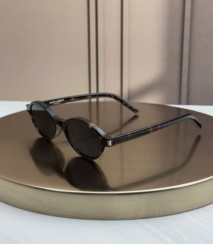 Солнцезащитные очки Saint Laurent SL 751 Jeanne черепаховые овальные круглые ацетатные, темная линза, женские