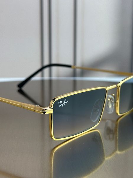 Сонцезахисні окуляри Ray-Ban RB3741 золото сіро-блакитна лінза прямокутні унісекс