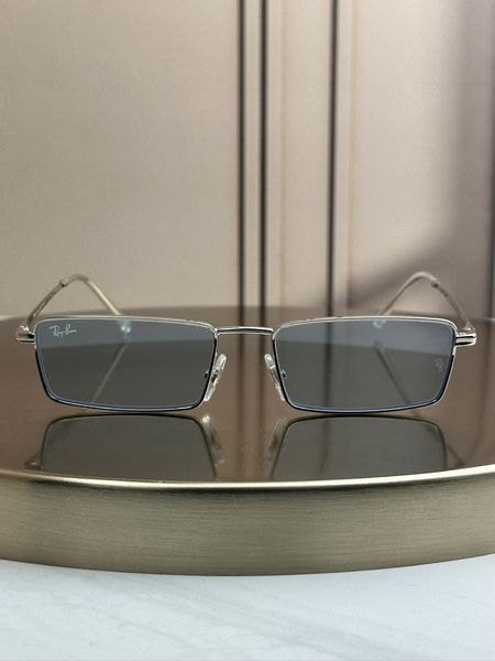 Солнцезащитные очки Ray-Ban RB3741 серебряные, зеркальная серебристая линза, прямоугольные, унисекс