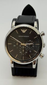 Мужские часы Emporio Armani Luigi AR1828 с хронографом (Серебристый / Черный кожаный ремешок)