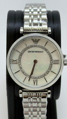 Жіночий годинник Emporio Armani Gianni T-Bar AR1908 з кристалами Swarovski (Сріблястий)