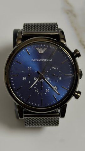 Чоловічий годинник Emporio Armani Luigi AR1979 з хронографом (Сірий / Синій циферблат)