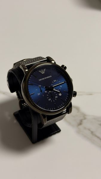 Чоловічий годинник Emporio Armani Luigi AR1979 з хронографом (Сірий / Синій циферблат)