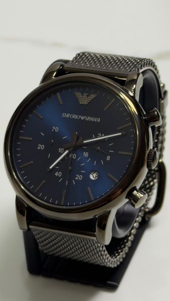 Чоловічий годинник Emporio Armani Luigi AR1979 з хронографом (Сірий / Синій циферблат)