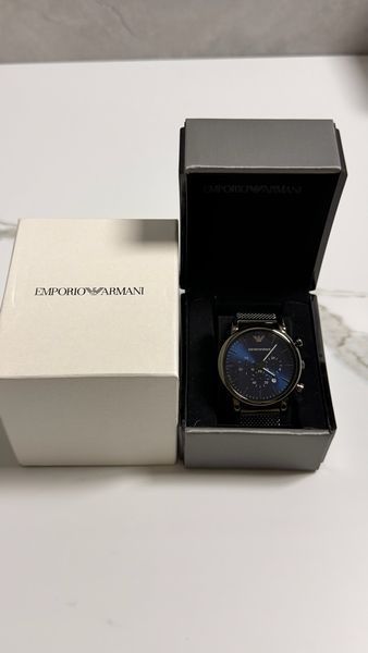 Чоловічий годинник Emporio Armani Luigi AR1979 з хронографом (Сірий / Синій циферблат)